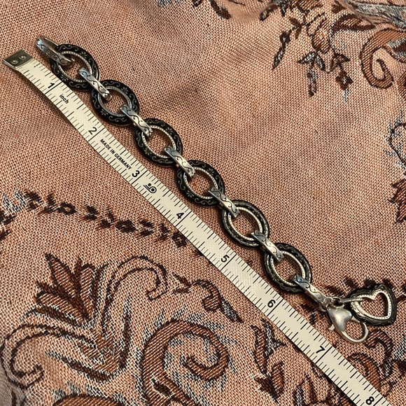 Brighton vintage Silver and black etched Chain Link Bracelet, so unique.❤️ - Picture 3 of 5